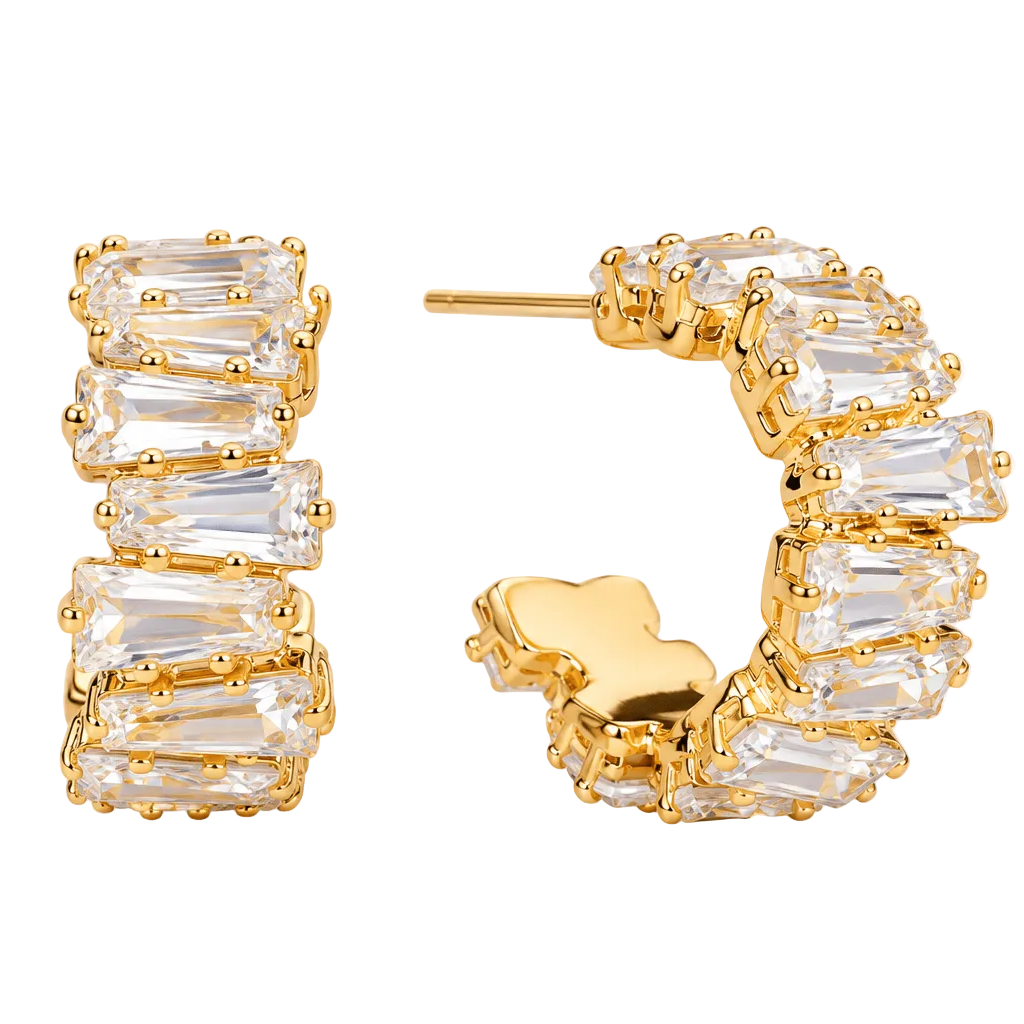 Amélie Baguette Hoops Ohrringe - 14K vergoldet