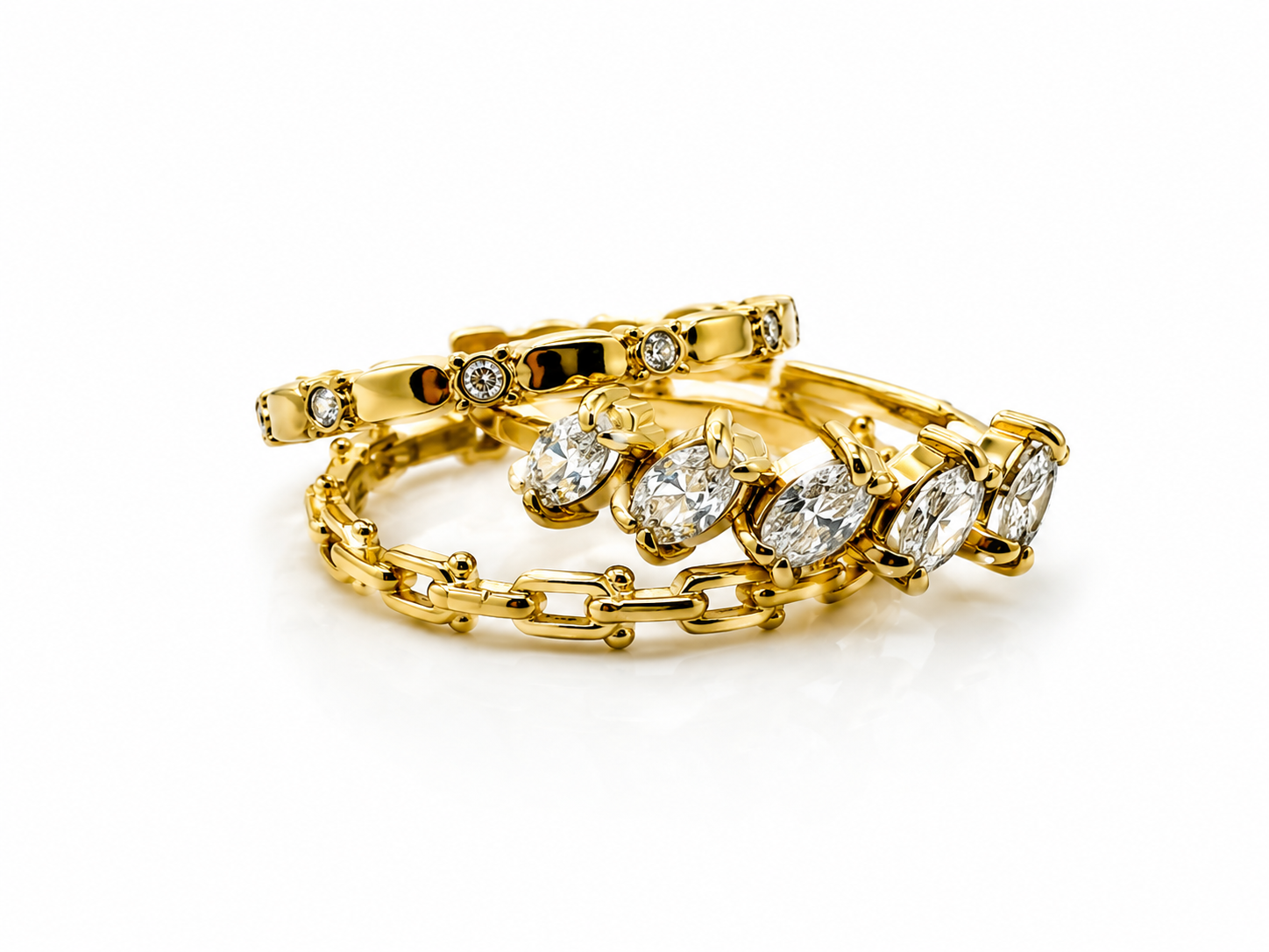 Pave Trinity Ring 14K vergoldet