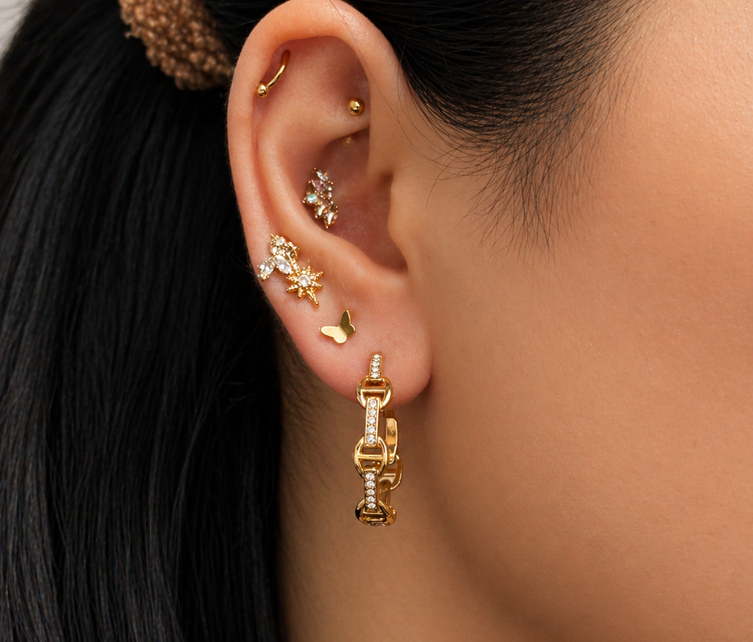 Chain Luxe Hoops 14K vergoldet