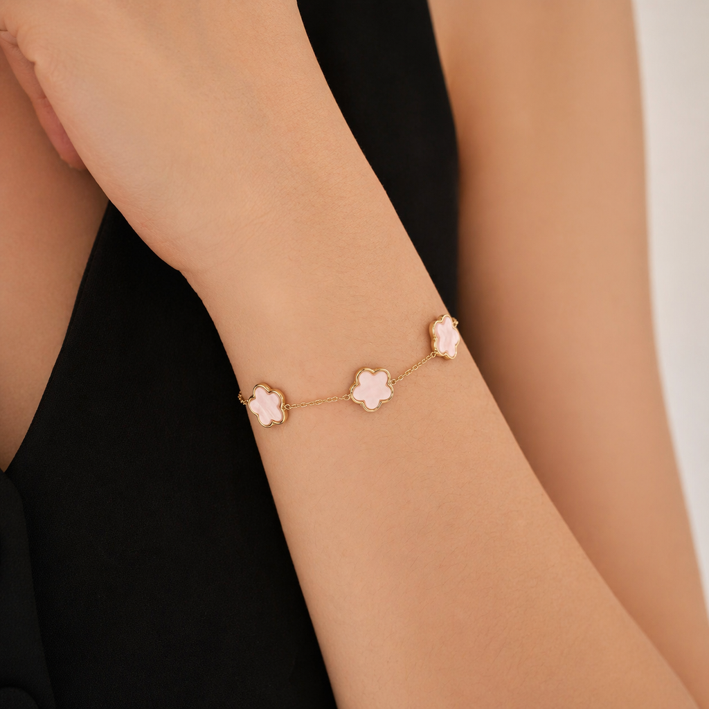 White Lucky Clover 14K Gold Plated