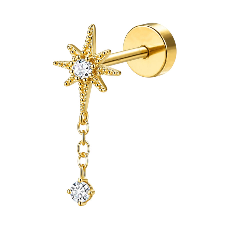 Stella Drop Piercing 14K vergoldet