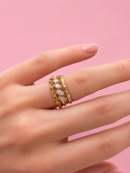 Pave Trinity Ring 14K vergoldet