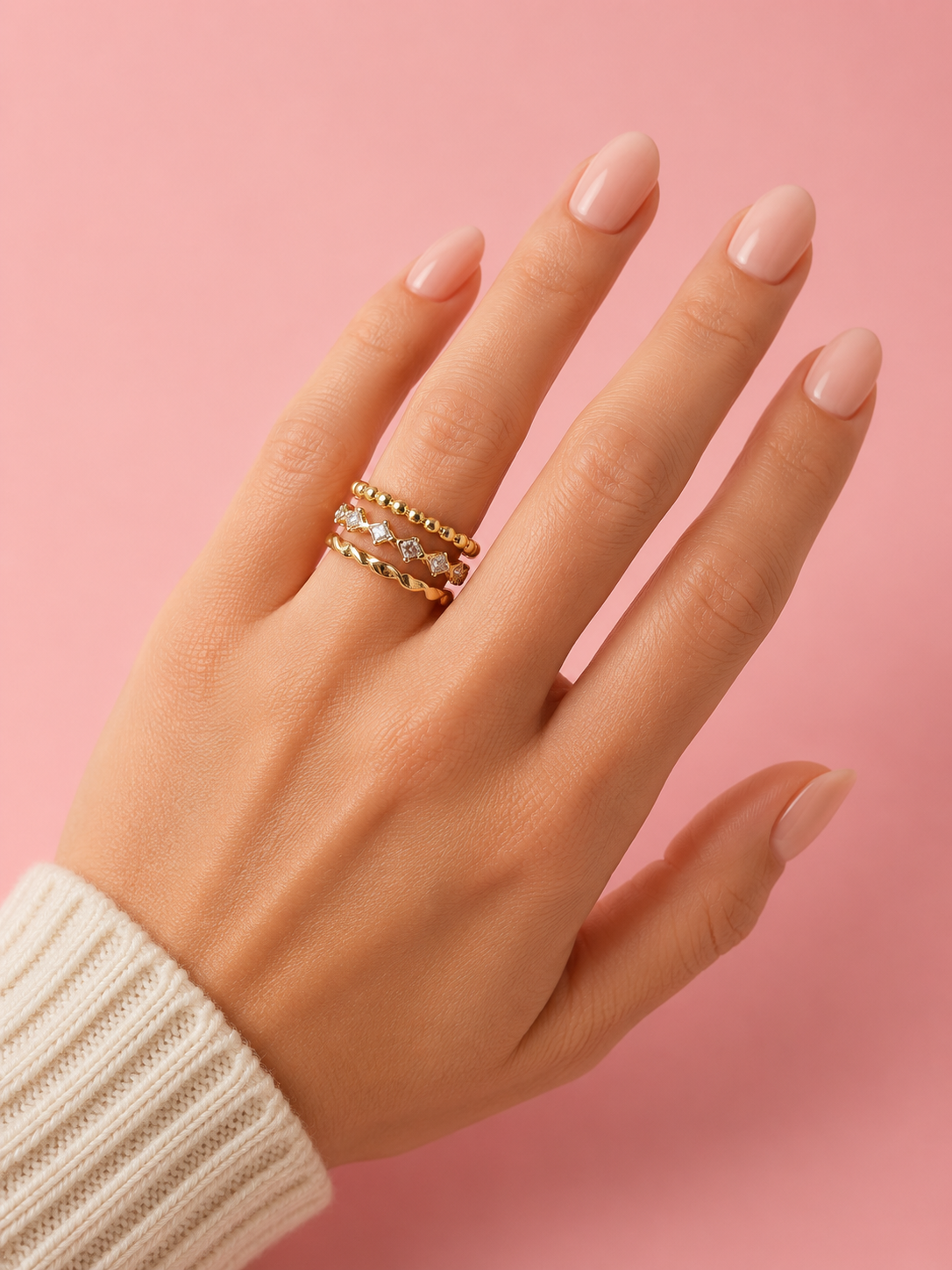 Golden Trinity Ring 14K vergoldet