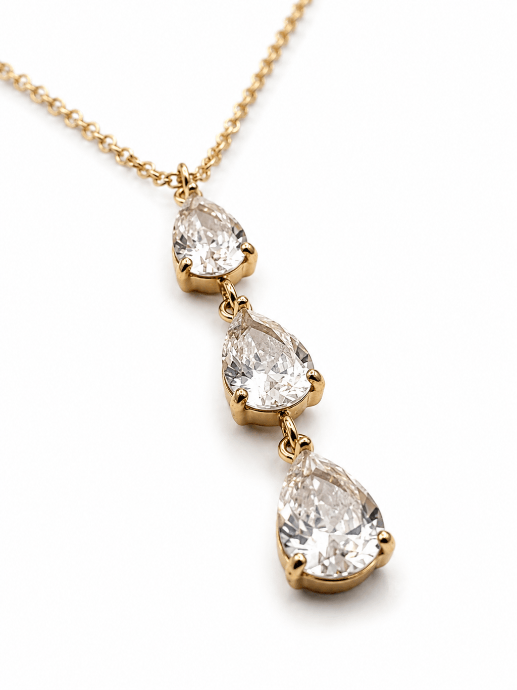 Pave Tear Drop Necklace 14K vergoldet