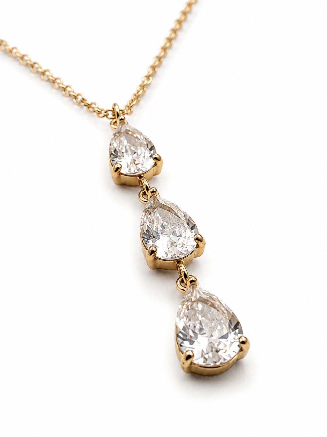 Pave Tear Drop Necklace 14K vergoldet
