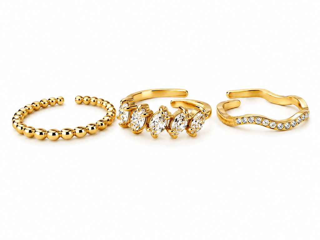 Golden Trinity Ring 14K vergoldet
