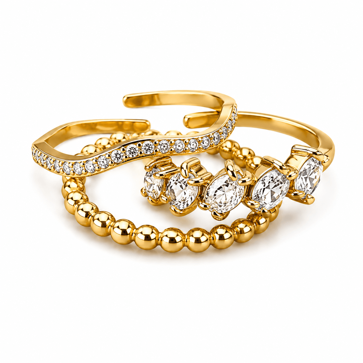 Golden Trinity Ring 14K vergoldet
