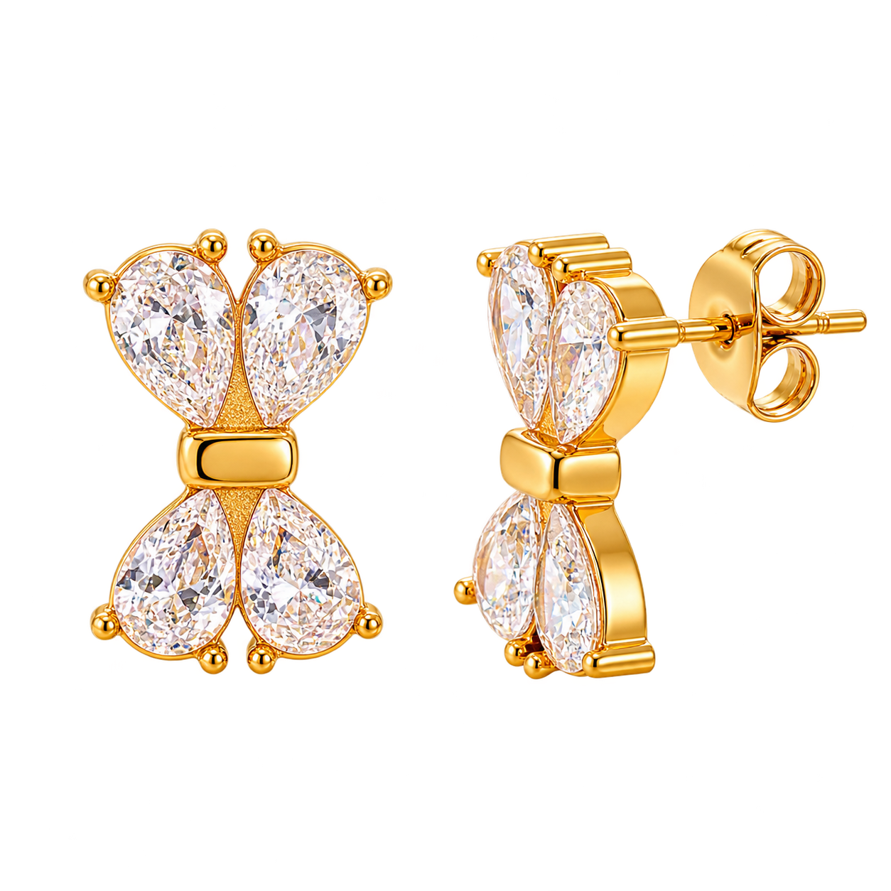 Crystal Bow Ohrringe – 14K vergoldet