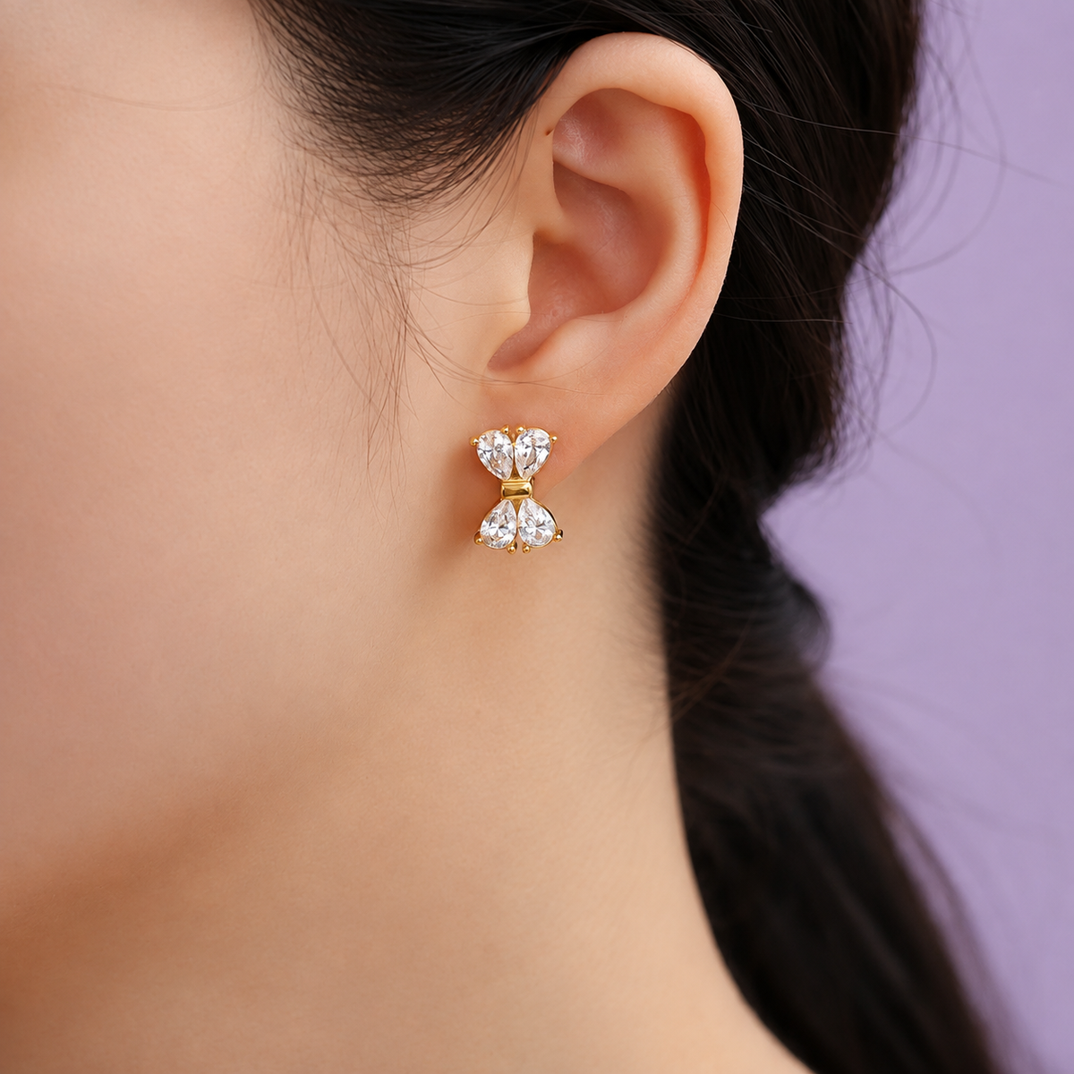 Crystal Bow Ohrringe – 14K vergoldet