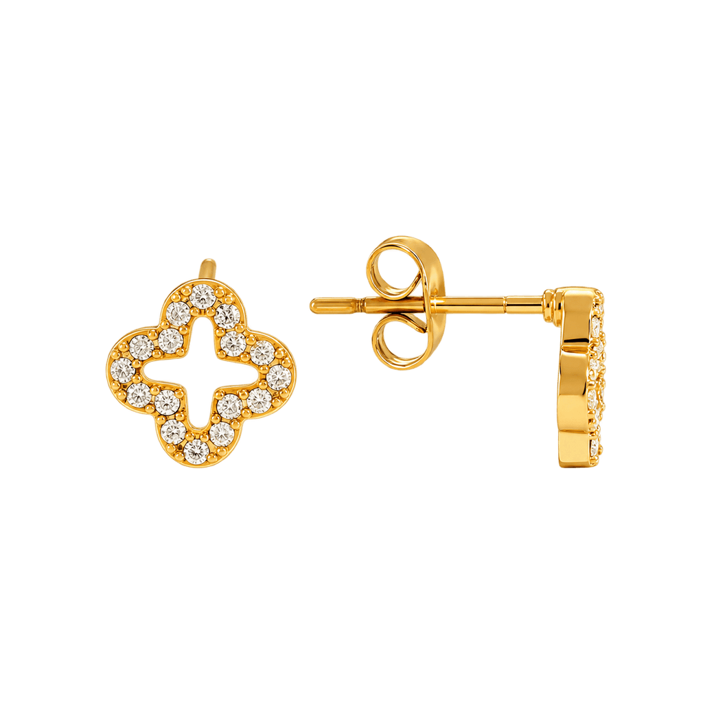 Pave Lucky Ohrstecker - 14K Vergoldet