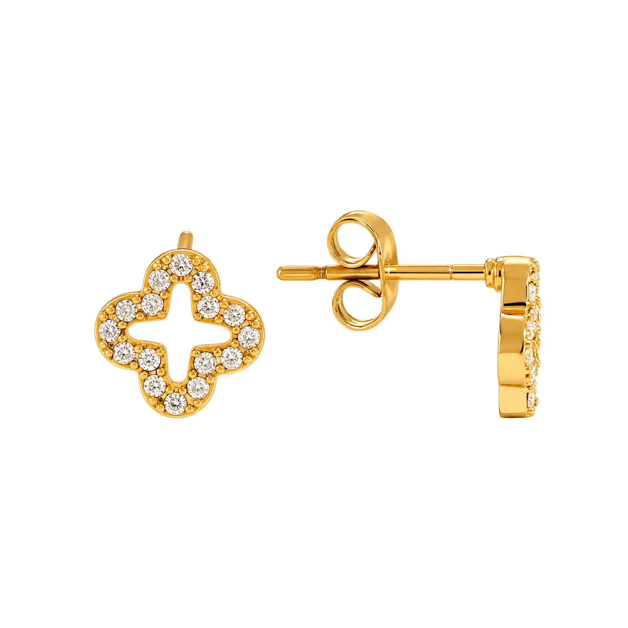 Pave Lucky Ohrstecker - 14K Vergoldet