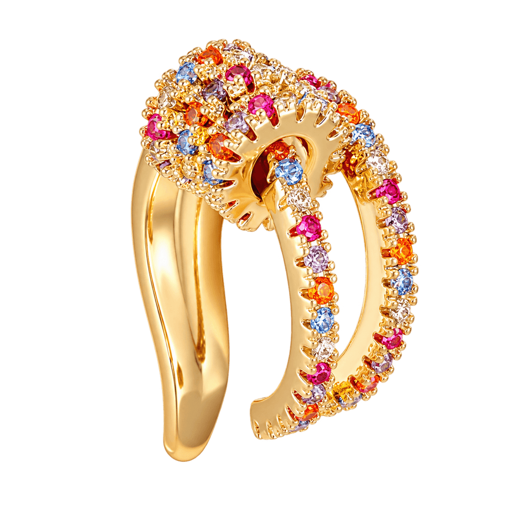 Pavé Link Ear Cuff - 14K vergoldet