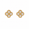 Pavé Clover Studs 14K Vergoldet