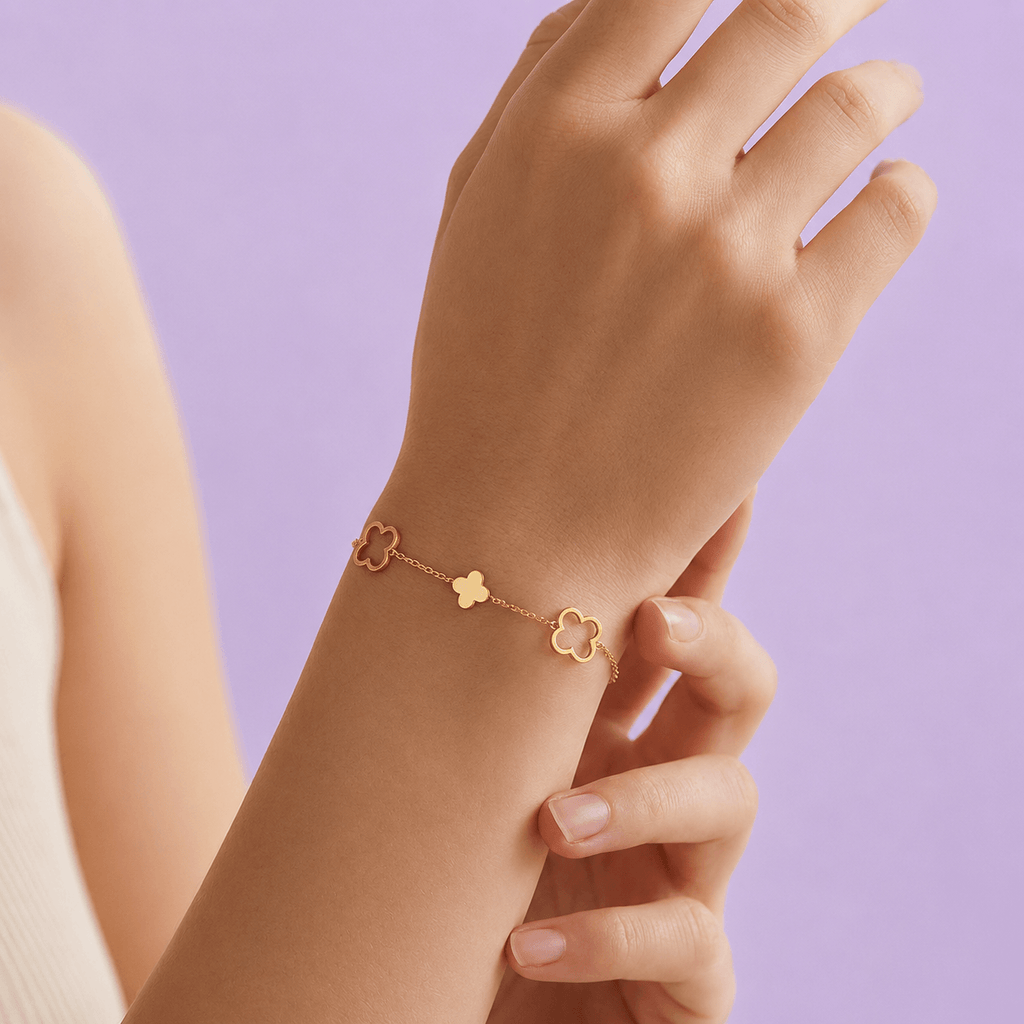 Trinity Clover Armband 14K Vergoldet