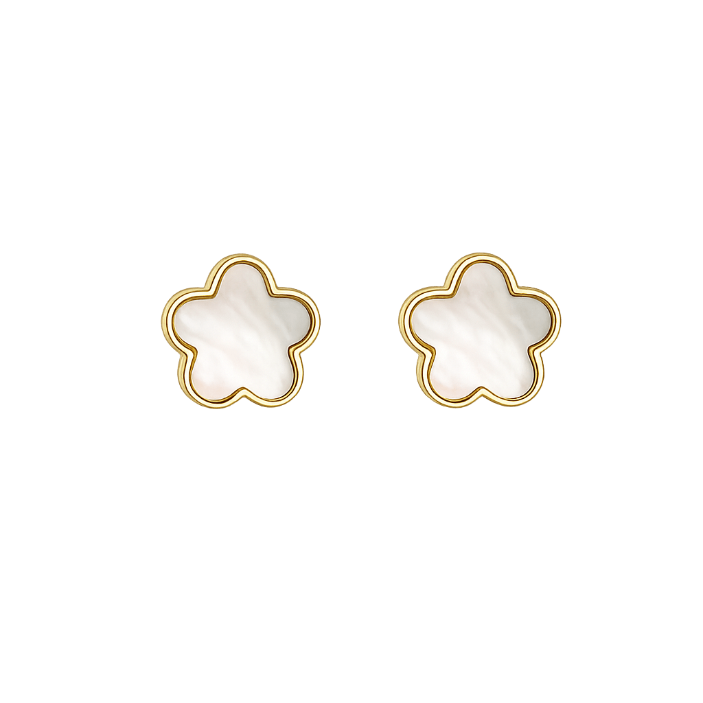Lucky Bloom Ohrstecker (weiß) 14K Vergoldet
