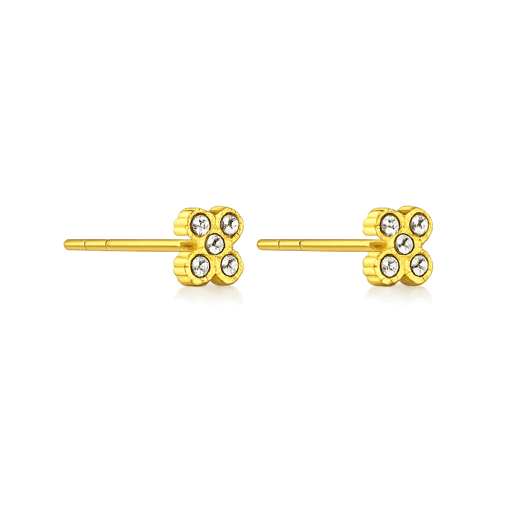 Pave Lucky Ohrstecker 14K Vergoldet