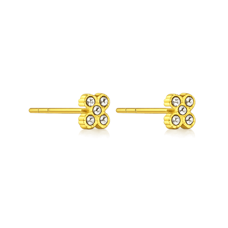 Pave Lucky Ohrstecker 14K Vergoldet