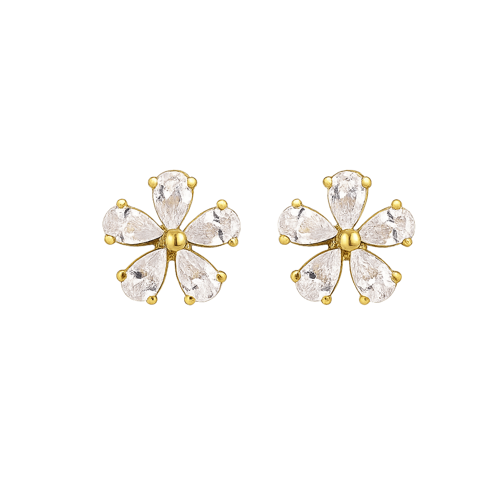 Crystal Bloom Stecker 14K Vergoldet