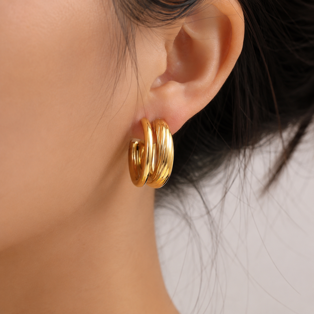Aurelia Twist Hoops 14k Gold Plated