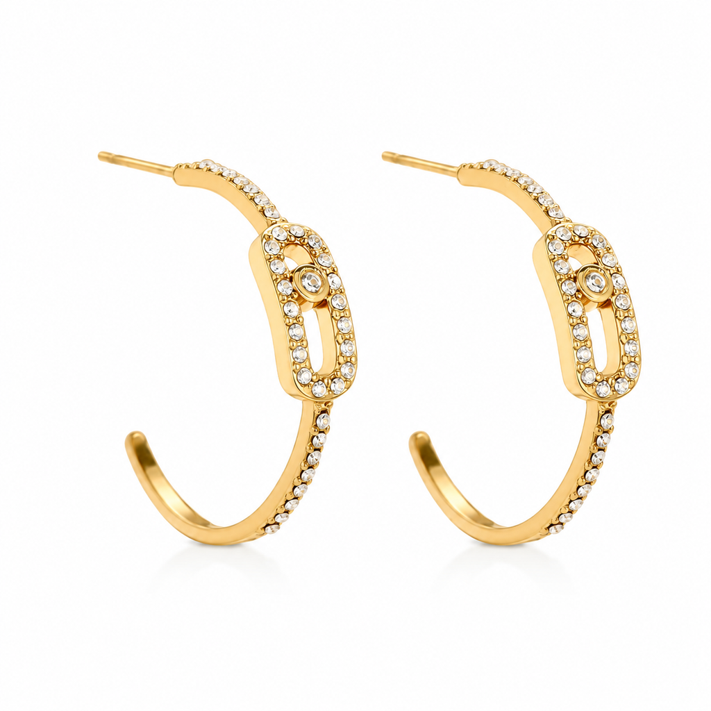 Pavé Link Earrings 14K vergoldet