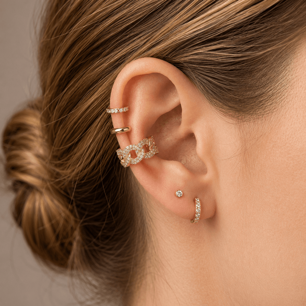 Pave Ear Cuff 14K vergoldet