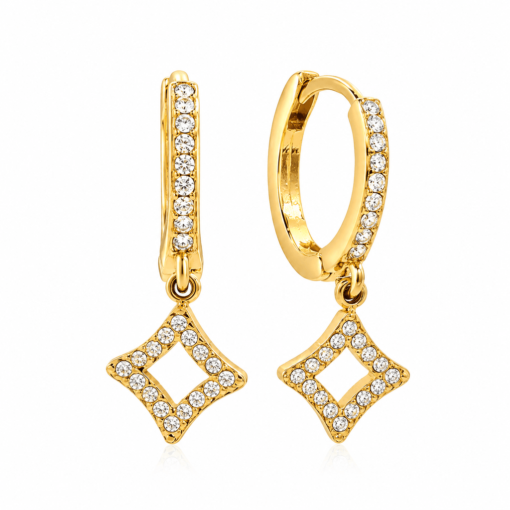 Diamond Star Hoops 14K vergoldet