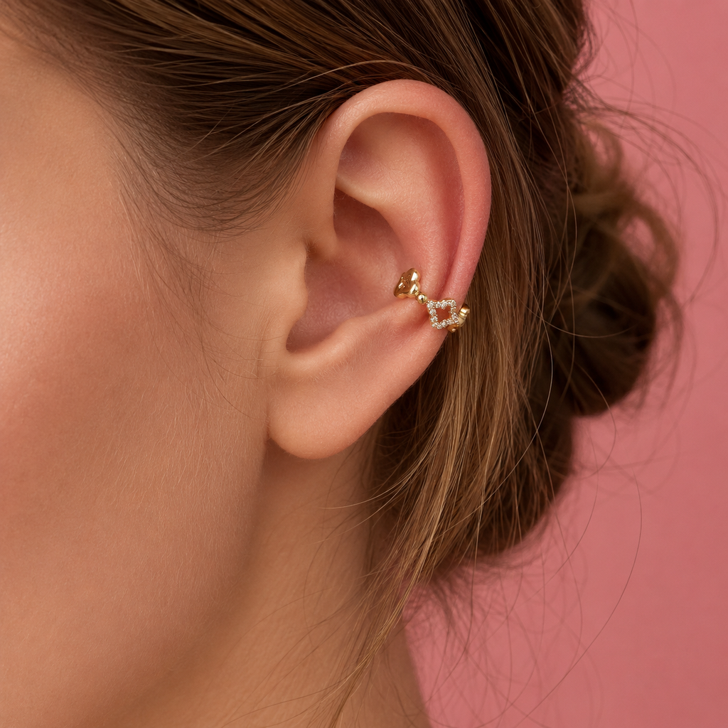 Lucky Leaf Ear Cuff 14K vergoldet