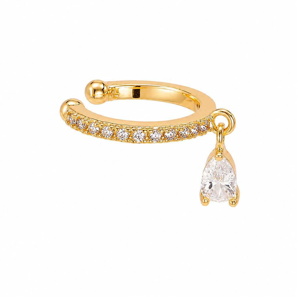 Golden Teardrop Ear Cuff 14K vergoldet