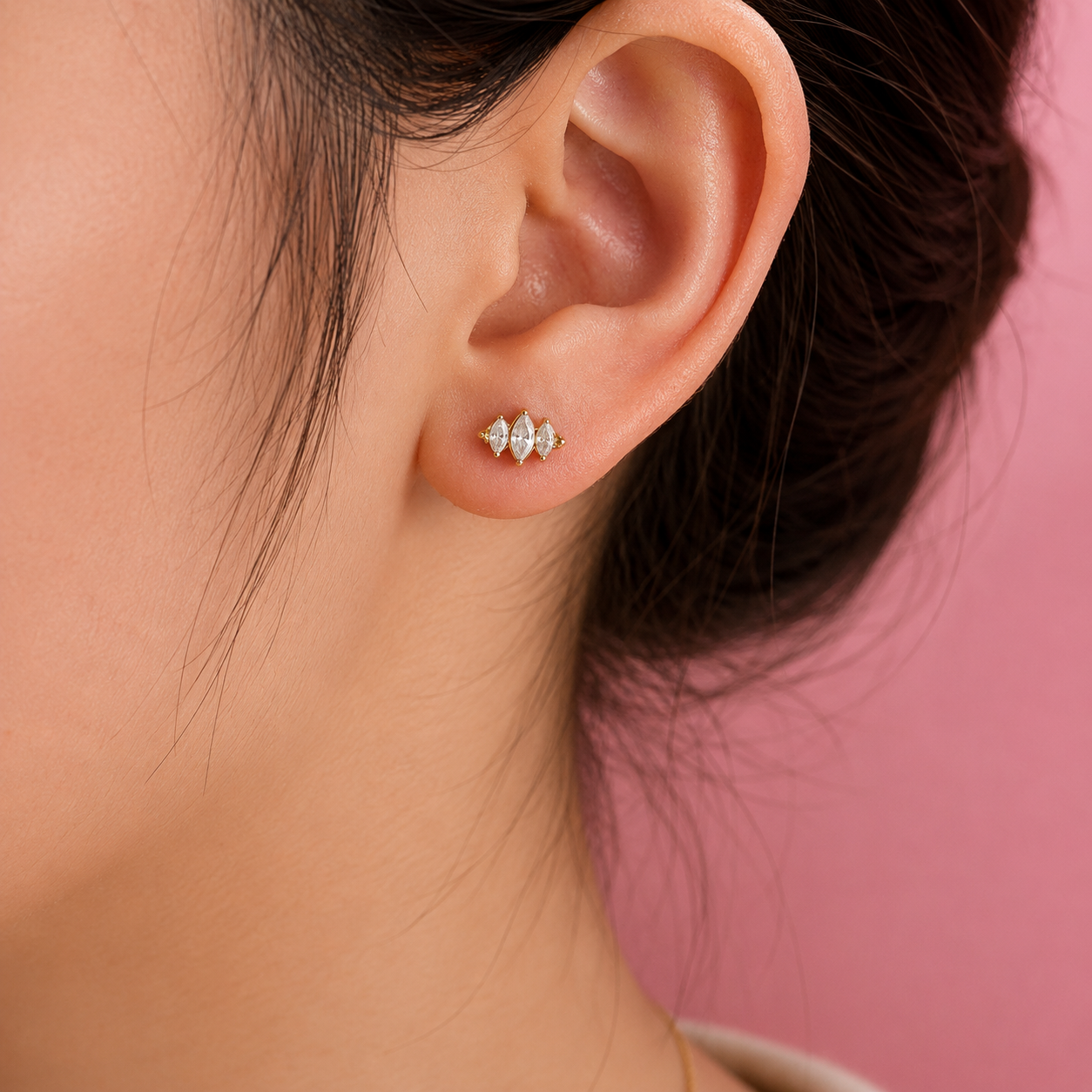 Diamond Trio Piercing 14K vergoldet