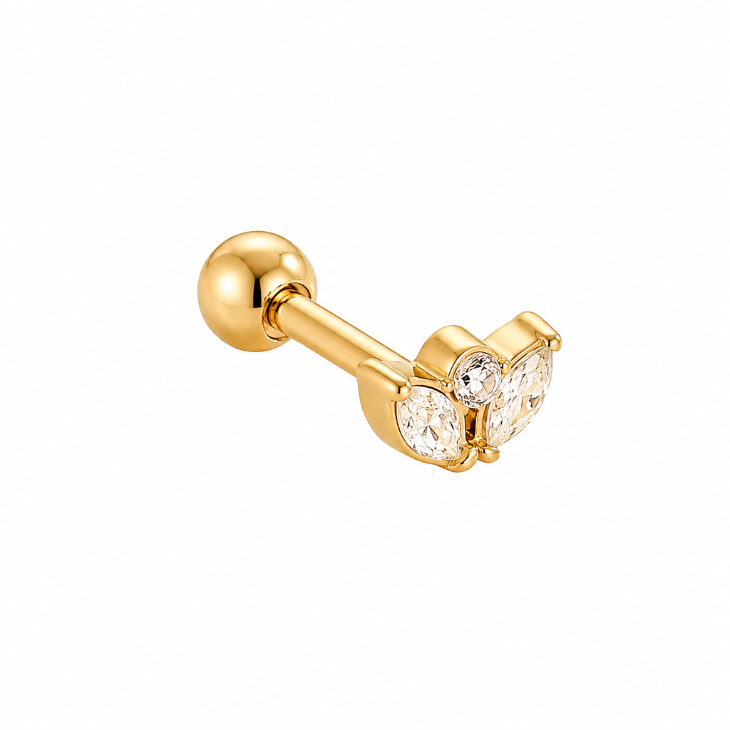 Crystal Bloom Piercing 14K vergoldet