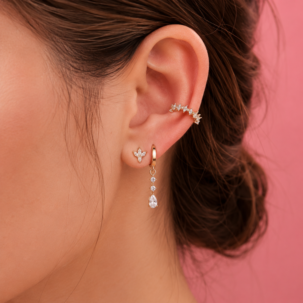 Crystal Garden Ear Cuf 14K vergoldet