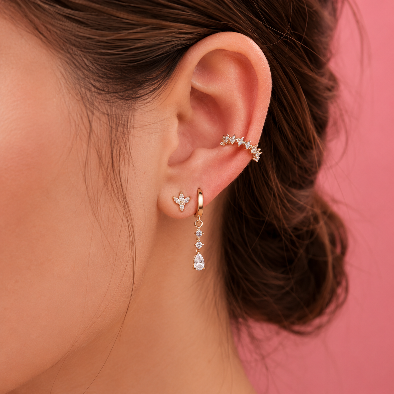 Crystal Garden Ear Cuf 14K vergoldet