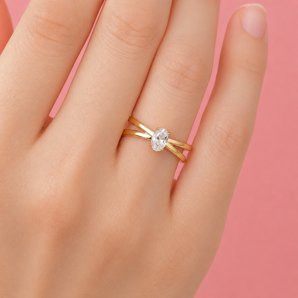 Crystal Embrace Ring 14K vergoldet