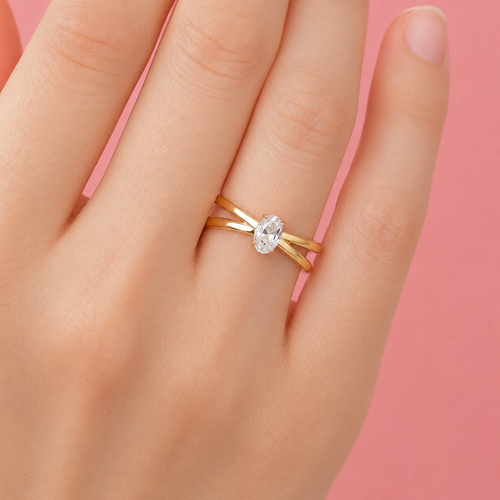 Crystal Embrace Ring 14K Gold Plated