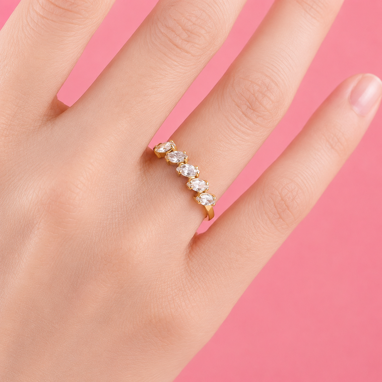 Diamond Petal Ring 14K vergoldet