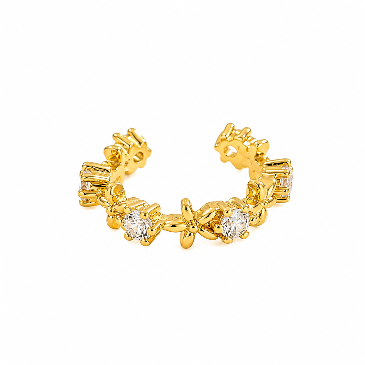 Flower Luxe Ear Cuf 14K vergoldet