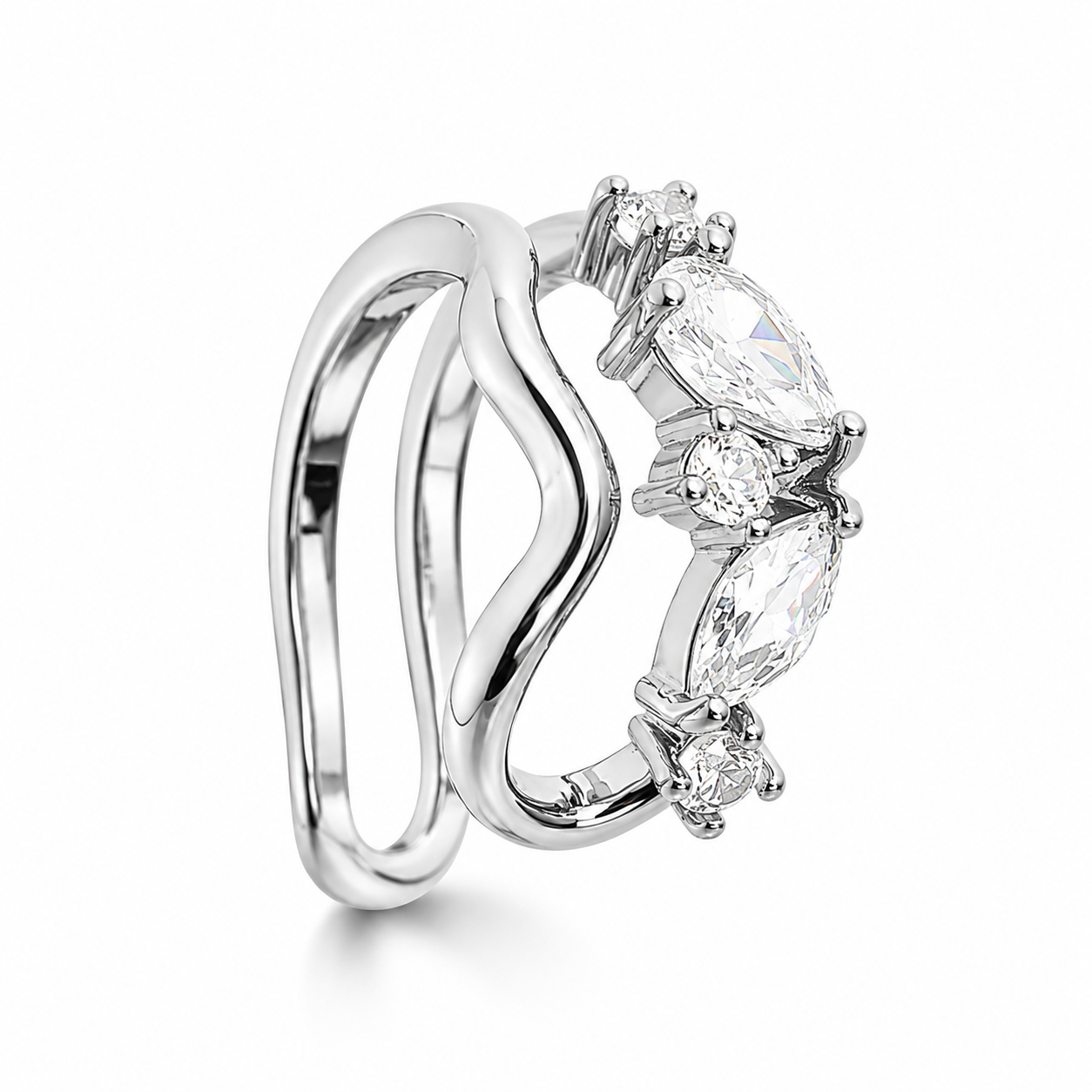 Crystal Wave Ear Cuff 14K vergoldet