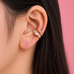 Crystal Wave Ear Cuff 14K vergoldet