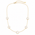Lucky Clover Necklace (Weiß) 14K vergoldet