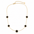 Lucky Clover Necklace (Schwarz) 14K vergoldet