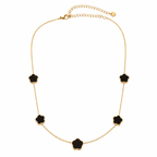 Lucky Clover Set (Schwarz) 14K vergoldet
