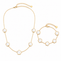 Lucky Clover Set (Weiß) 14K vergoldet