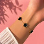Lucky Clover Set (Schwarz) 14K vergoldet