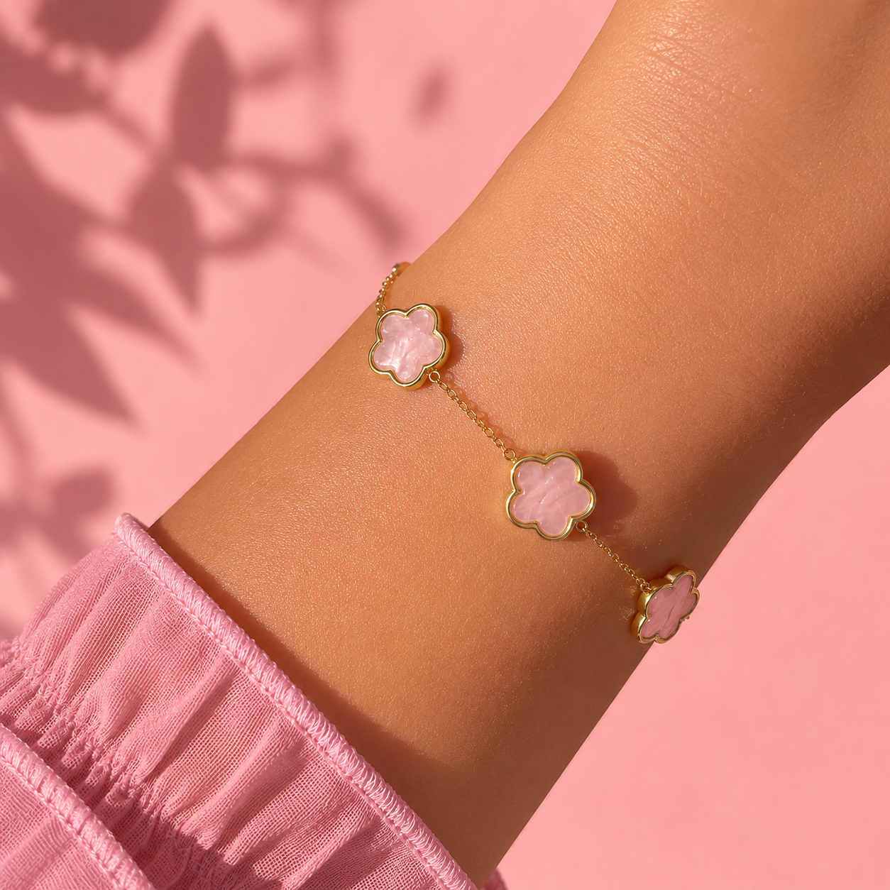 Lucky Clover Set (Pink) 14K vergoldet