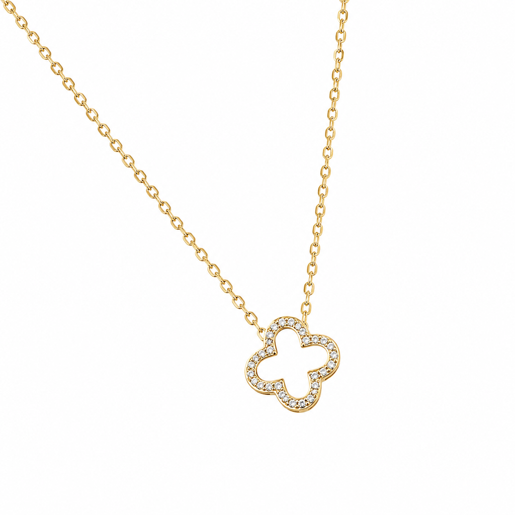 Luna Clover Necklace 14K vergoldet