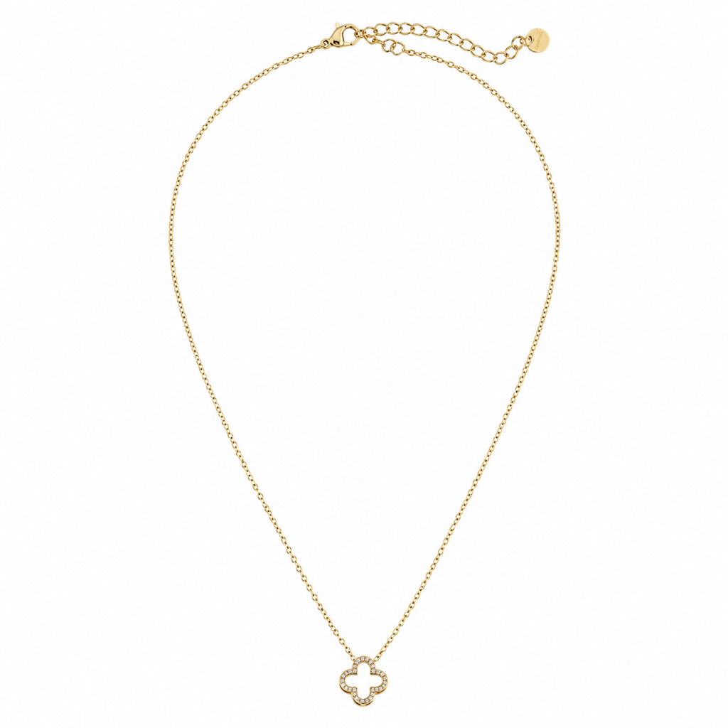 Luna Clover Necklace 14K vergoldet