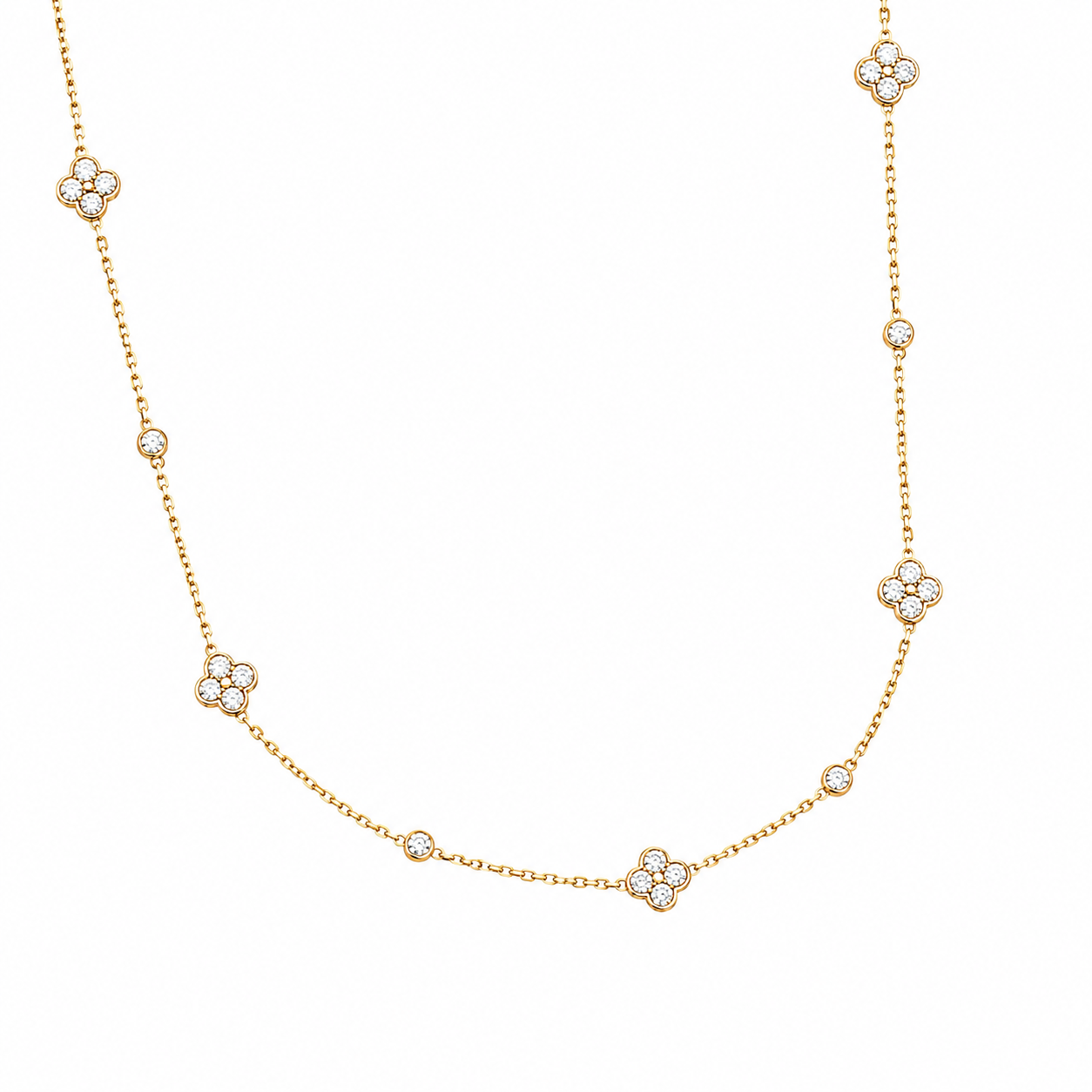 Crystal Clover Necklace 14K vergoldet