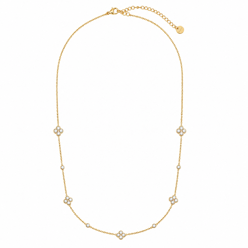 Crystal Clover Necklace 14K Gold Plated