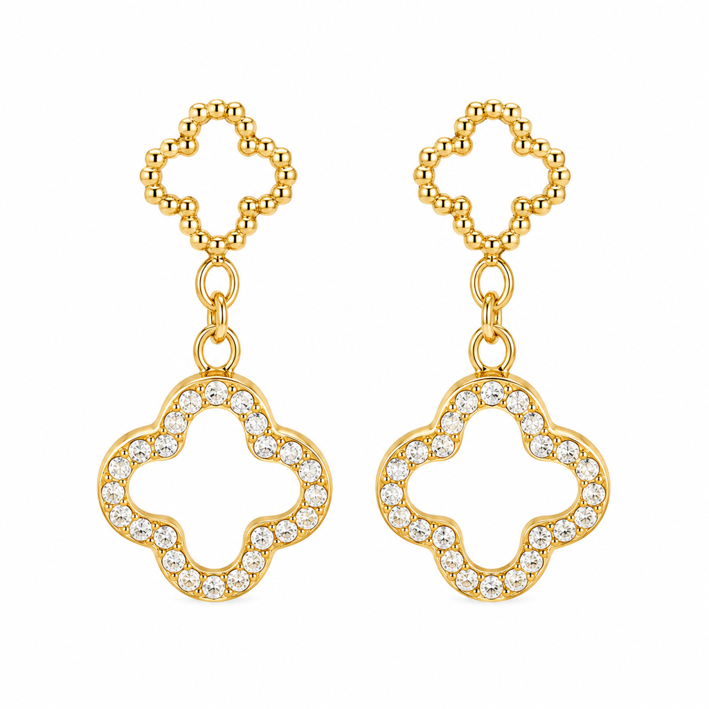 Crystal Lucky Clover 14K vergoldet