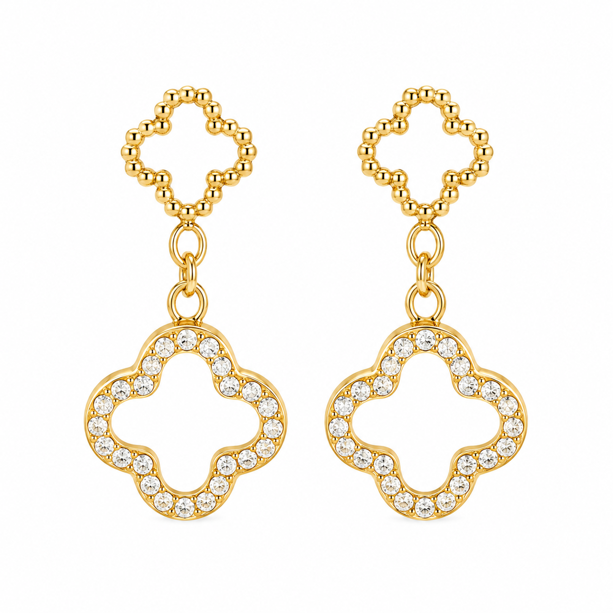 Crystal Lucky Clover 14K vergoldet